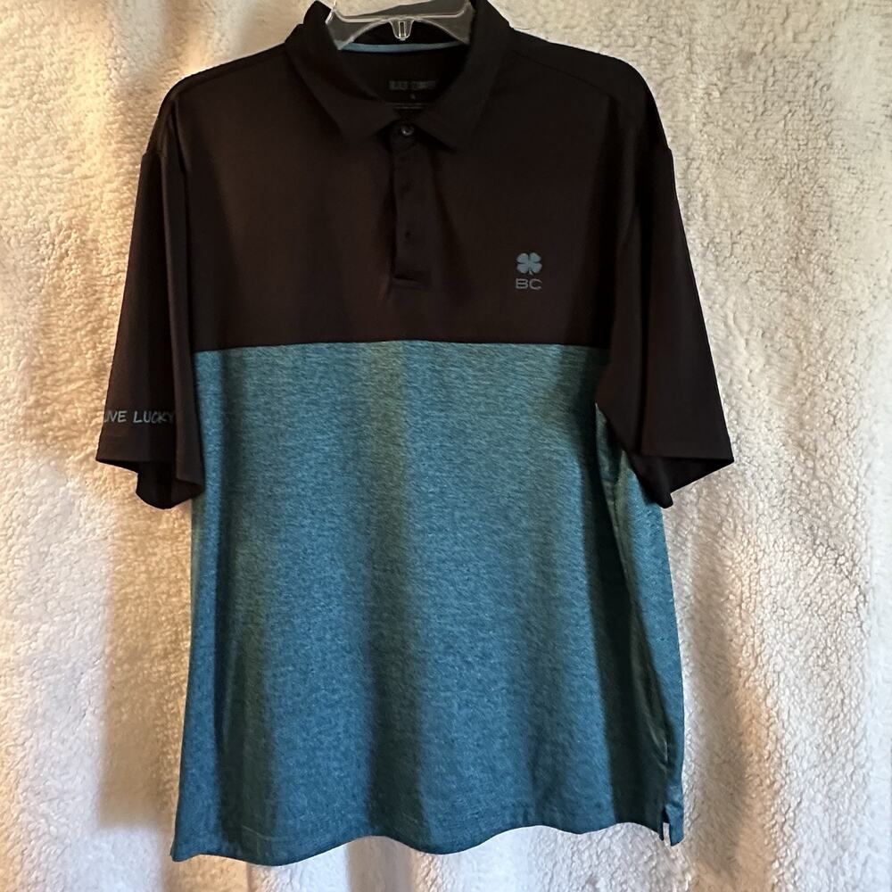 Black Clover Golf Polo Shirt Mens L Black Blue Live‎ Lucky Stretch Performance